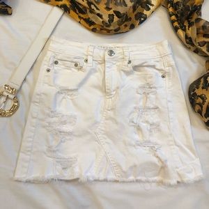 White Ripped American Eagle Jean Skirt
